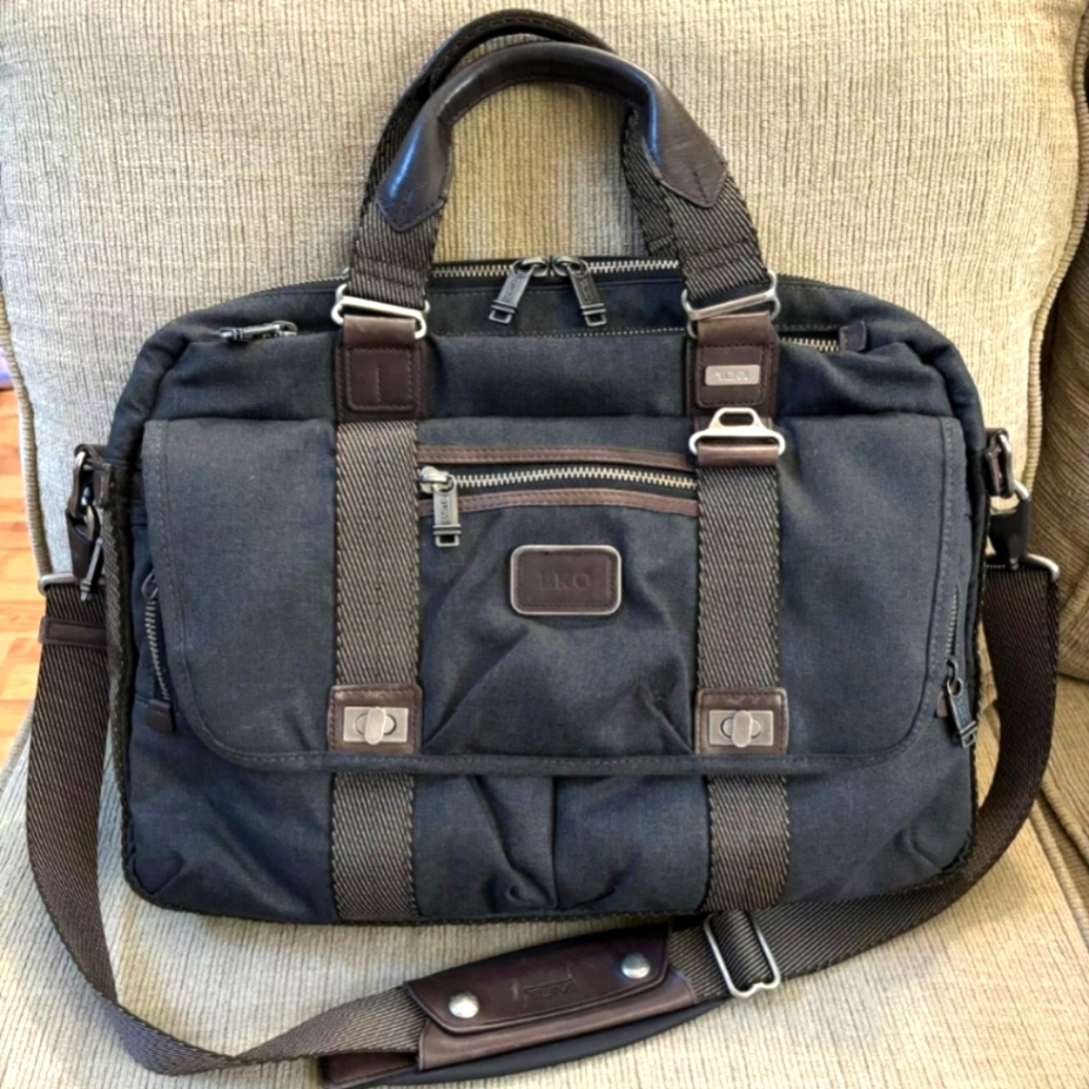 TUMI Alpha Bravo Pinckney Flap Briefcase Messenger Laptop-Bag Anthracite Brief.
